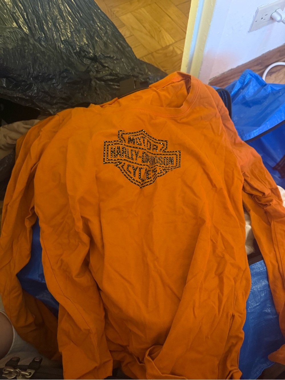 Harley-Davidson Orange Long Sleeve Kids Tee with Logo